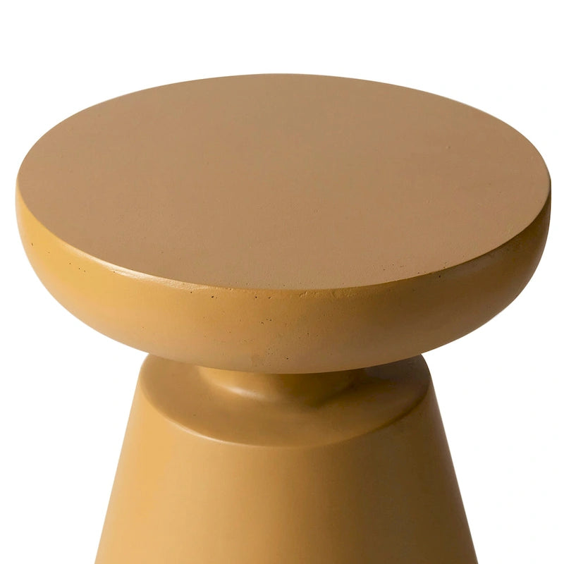 Isle Modern Round Side Table in Fiberstone for Indoor and Patio Outdoor End Table with Pedestal Base
