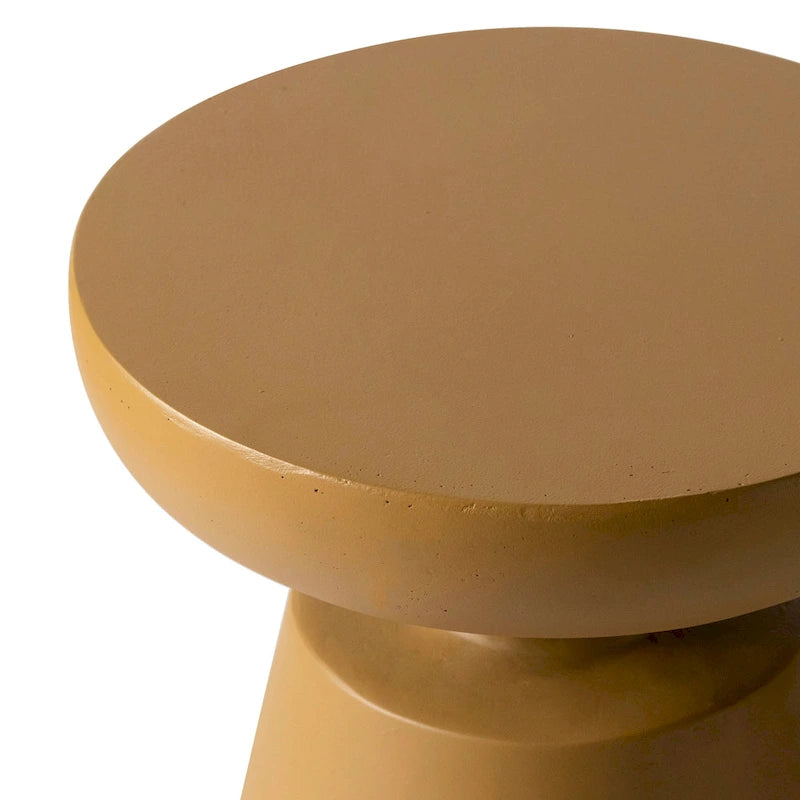 Isle Modern Round Side Table in Fiberstone for Indoor and Patio Outdoor End Table with Pedestal Base