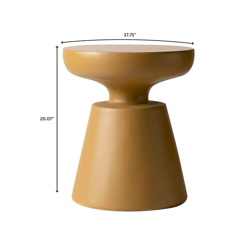 Isle Modern Round Side Table in Fiberstone for Indoor and Patio Outdoor End Table with Pedestal Base