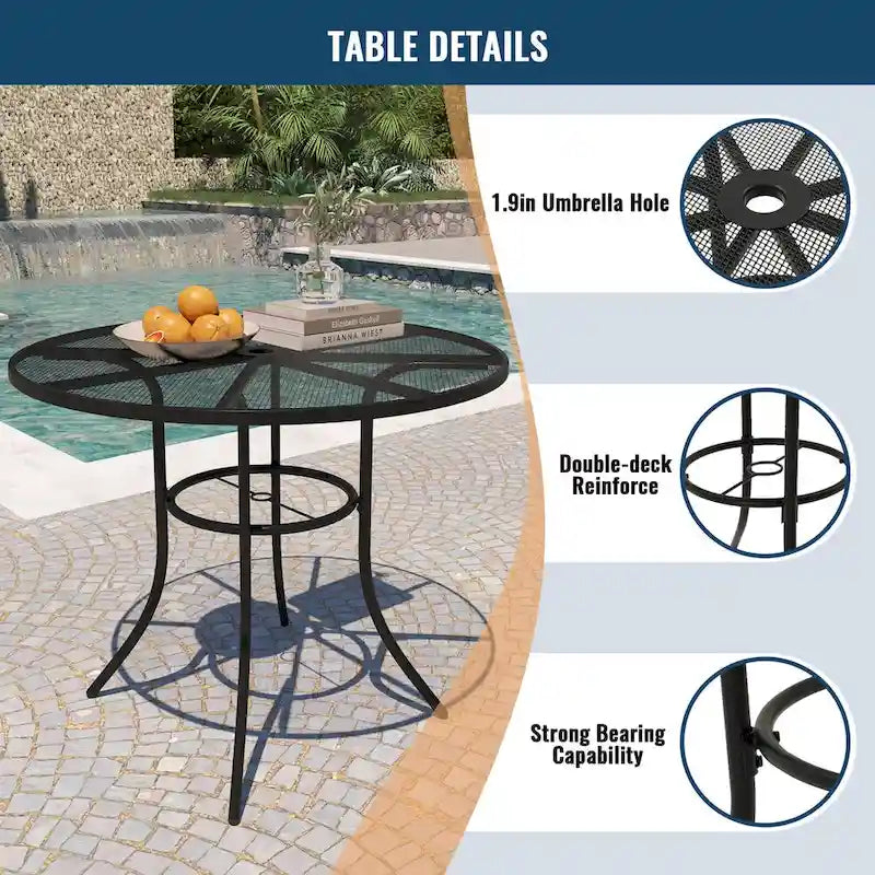 5 Pieces Outdoor Dining Set with Round Dining Table