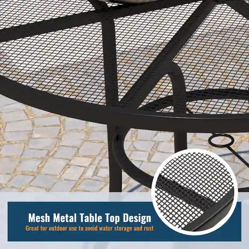 5 Pieces Outdoor Dining Set with Round Dining Table
