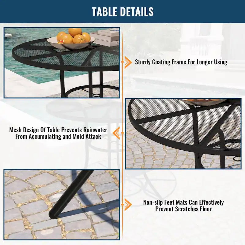 5 Pieces Outdoor Dining Set with Round Dining Table