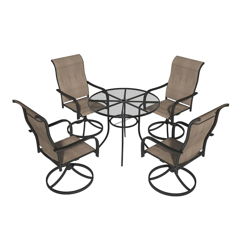 5 Pieces Outdoor Dining Set with Round Dining Table