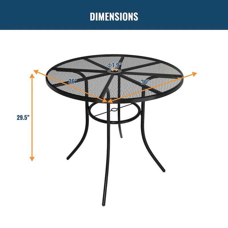 5 Pieces Outdoor Dining Set with Round Dining Table