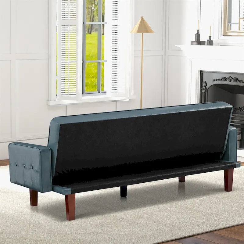 Convertible Faux Leather Futon Sofa Bed - Black, White, Brown for 2-3