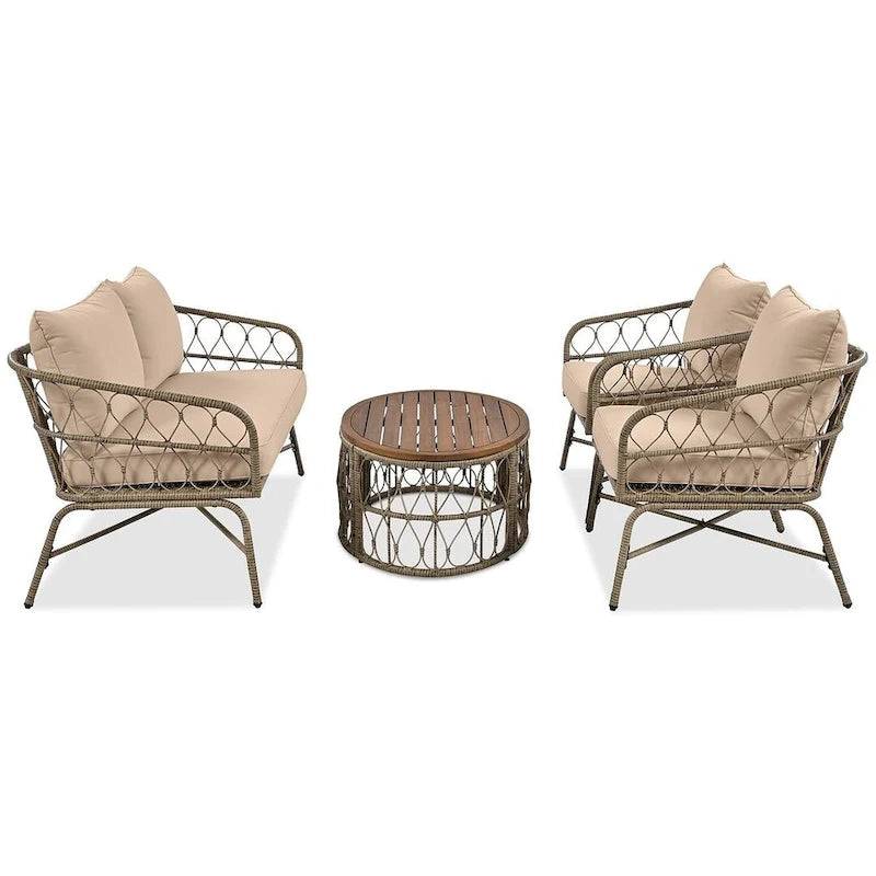 4 PCS Boho-Inspired Outdoor Patio Furniture Set for 4