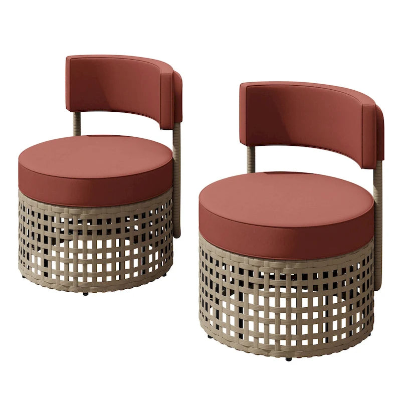 Corvus Donges 2-piece Patio Wicker Club Chairs with Sunbrella Cushions