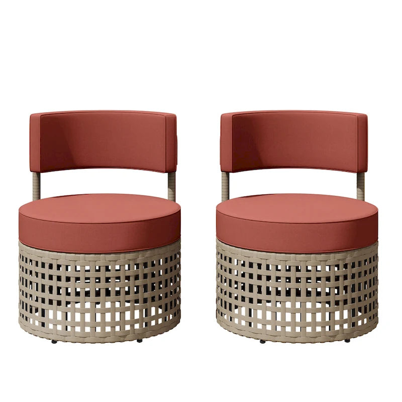 Corvus Donges 2-piece Patio Wicker Club Chairs with Sunbrella Cushions