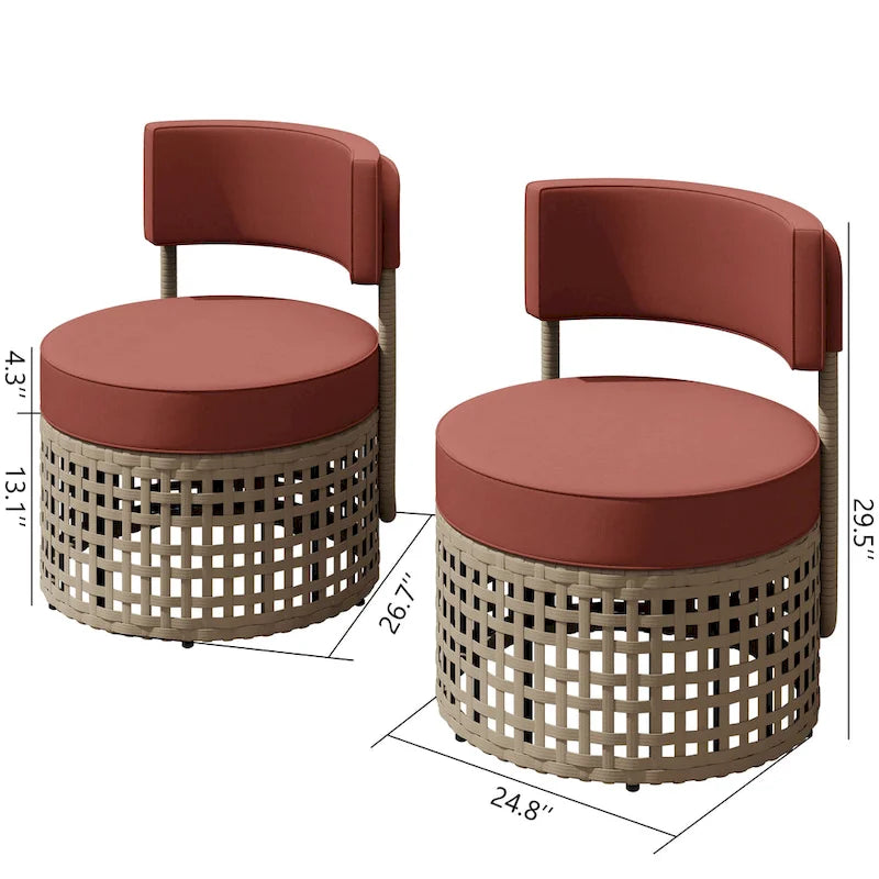 Corvus Donges 2-piece Patio Wicker Club Chairs with Sunbrella Cushions
