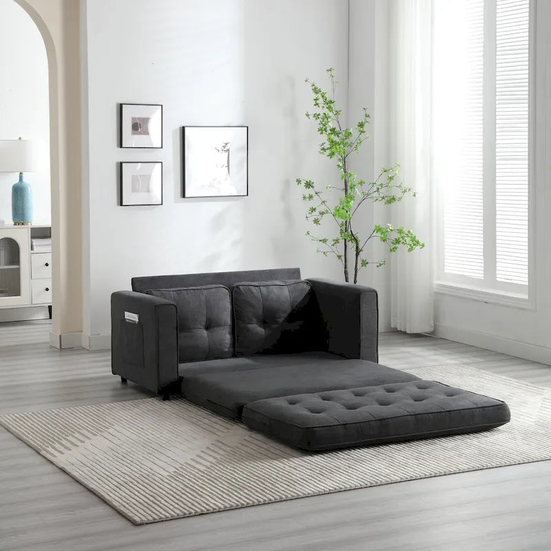 Convertible Futon Sofa Bed - Light Gray, Beige, Dark Gray