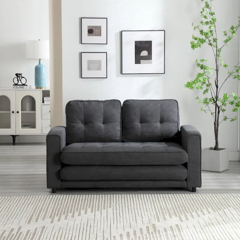 Convertible Futon Sofa Bed - Light Gray, Beige, Dark Gray