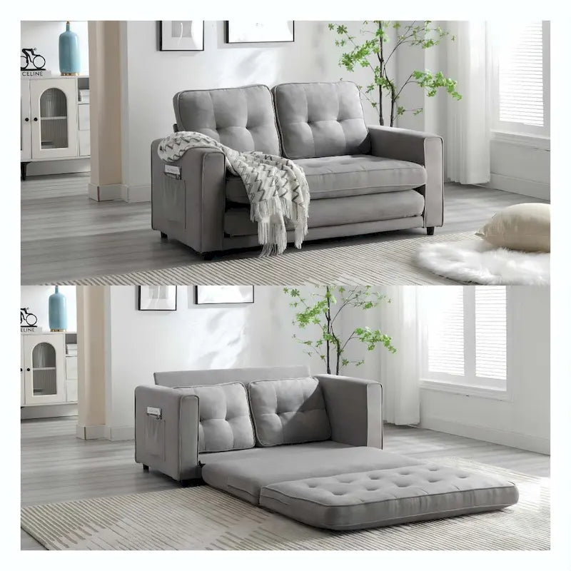 Convertible Futon Sofa Bed - Light Gray, Beige, Dark Gray