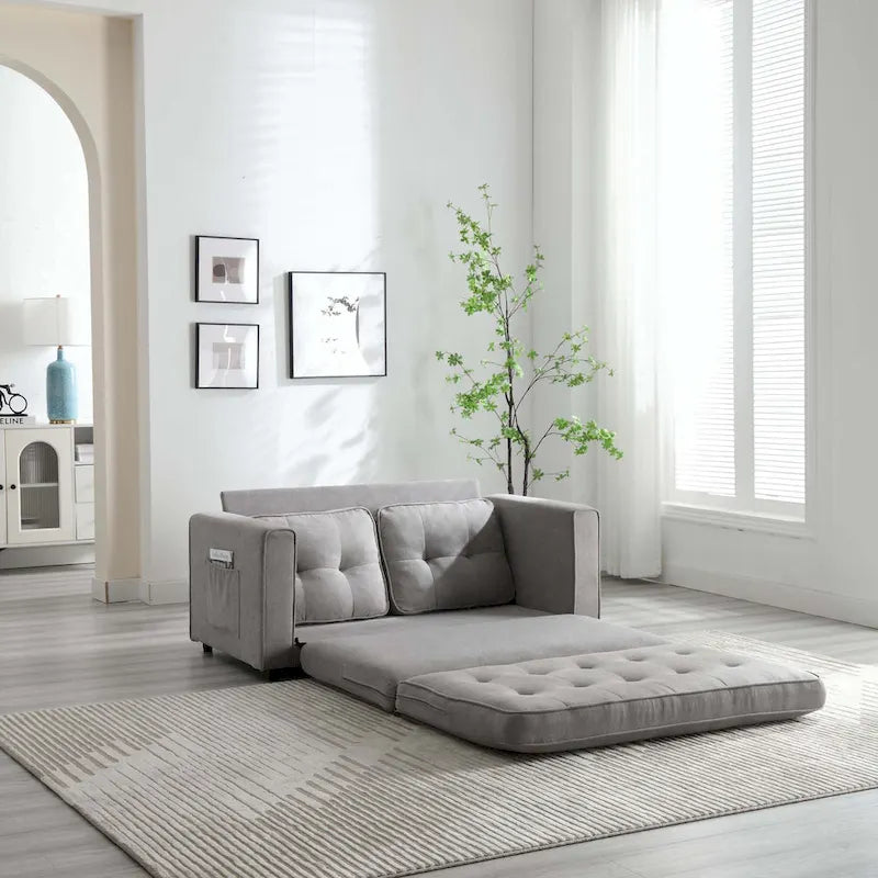 Convertible Futon Sofa Bed - Light Gray, Beige, Dark Gray