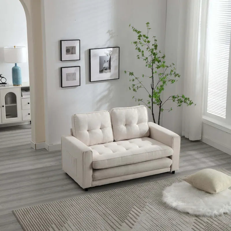 Convertible Futon Sofa Bed - Light Gray, Beige, Dark Gray