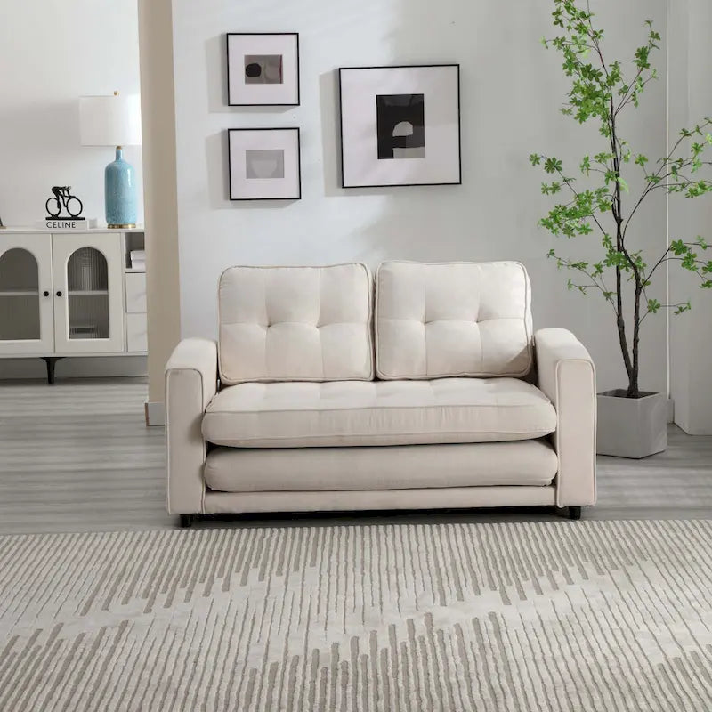 Convertible Futon Sofa Bed - Light Gray, Beige, Dark Gray