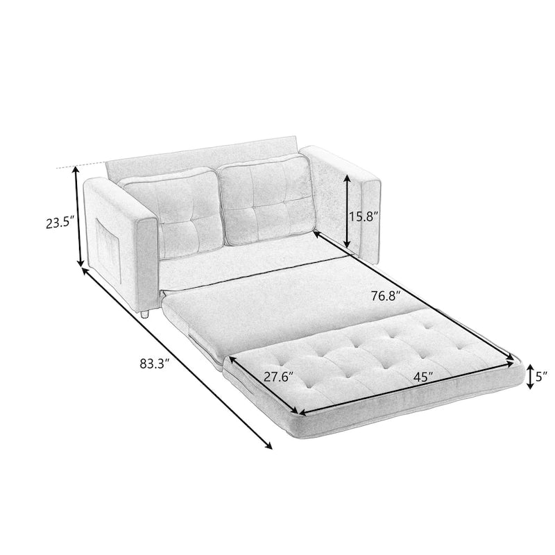 Convertible Futon Sofa Bed - Light Gray, Beige, Dark Gray