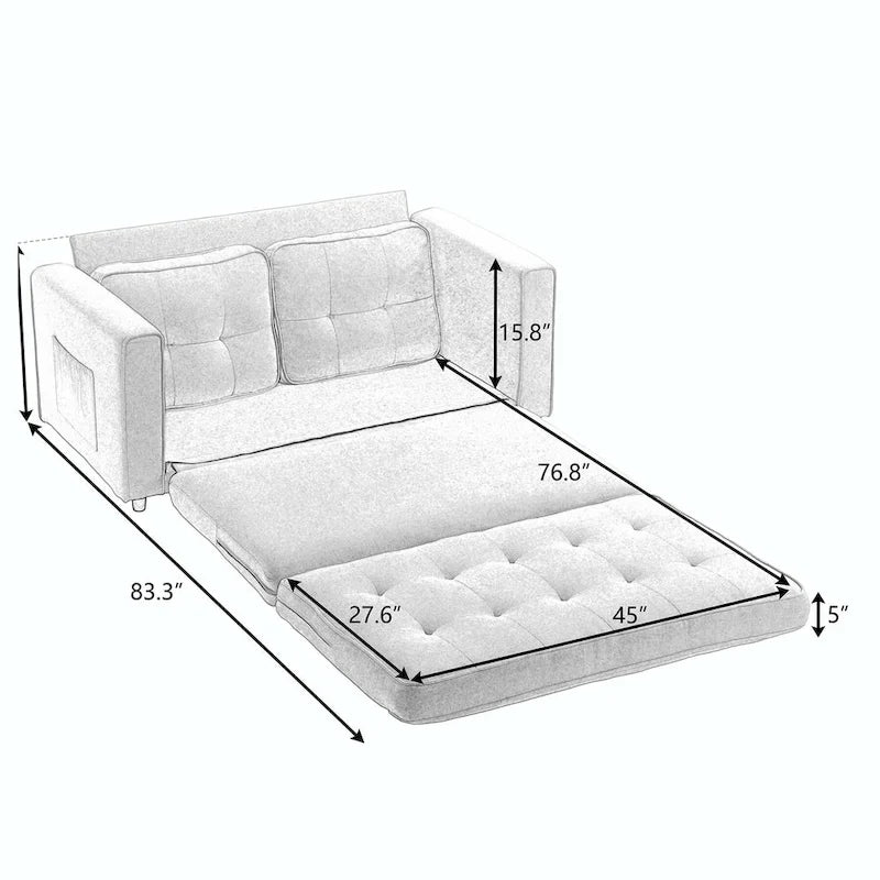 Convertible Futon Sofa Bed - Light Gray, Beige, Dark Gray