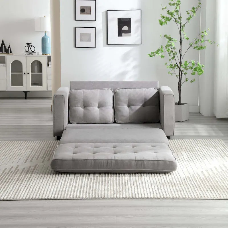 Convertible Futon Sofa Bed - Light Gray, Beige, Dark Gray