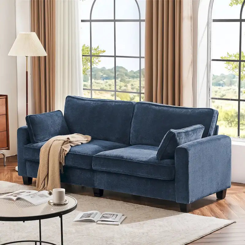 81" Modern Corduroy 3-Seater Sofa - Dark Grey, Dark Blue, Yellow, Beige for 3