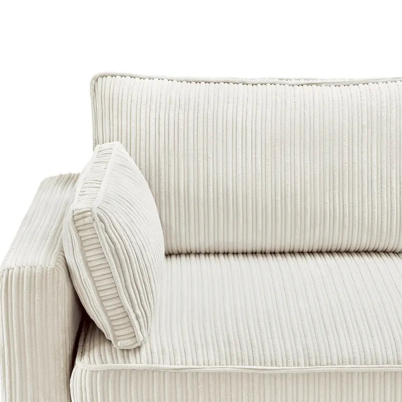 81" Modern Corduroy 3-Seater Sofa - Dark Grey, Dark Blue, Yellow, Beige for 3