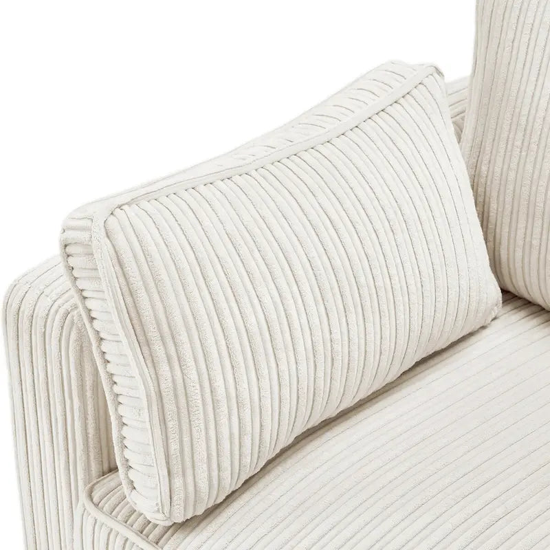 81" Modern Corduroy 3-Seater Sofa - Dark Grey, Dark Blue, Yellow, Beige for 3