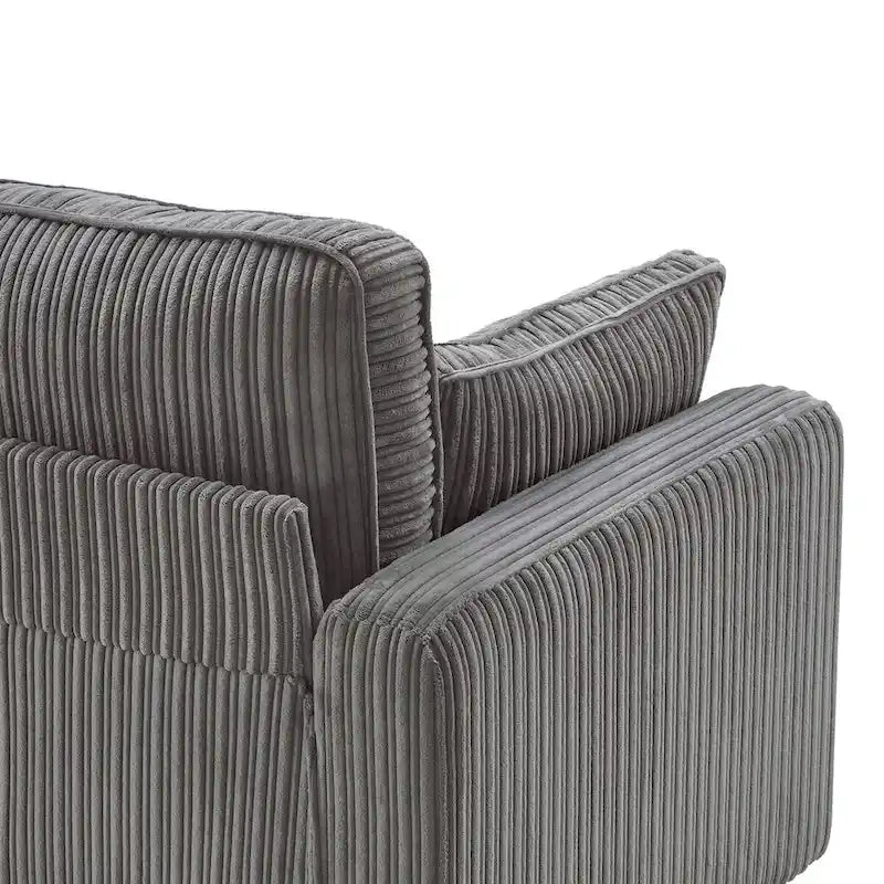 81" Modern Corduroy 3-Seater Sofa - Dark Grey, Dark Blue, Yellow, Beige for 3