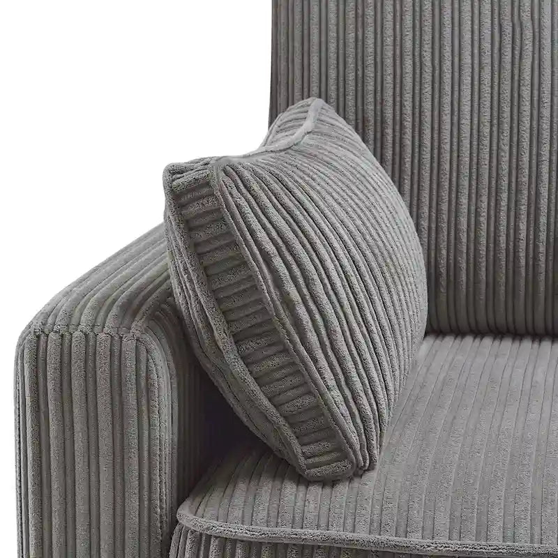 81" Modern Corduroy 3-Seater Sofa - Dark Grey, Dark Blue, Yellow, Beige for 3