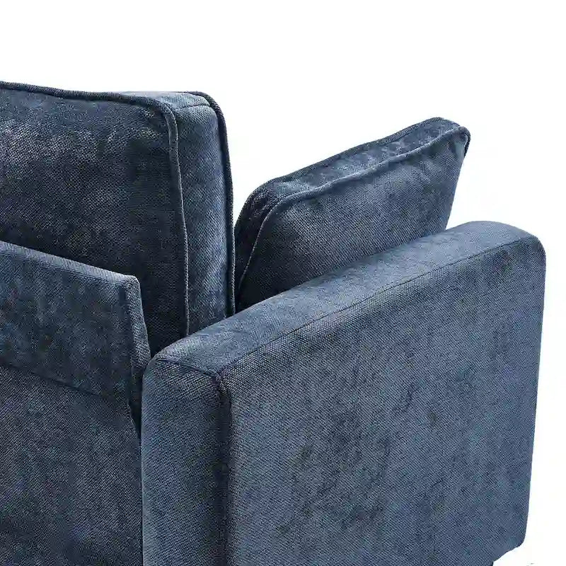 81" Modern Corduroy 3-Seater Sofa - Dark Grey, Dark Blue, Yellow, Beige for 3