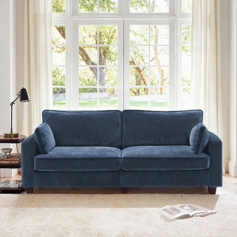 81" Modern Corduroy 3-Seater Sofa - Dark Grey, Dark Blue, Yellow, Beige for 3