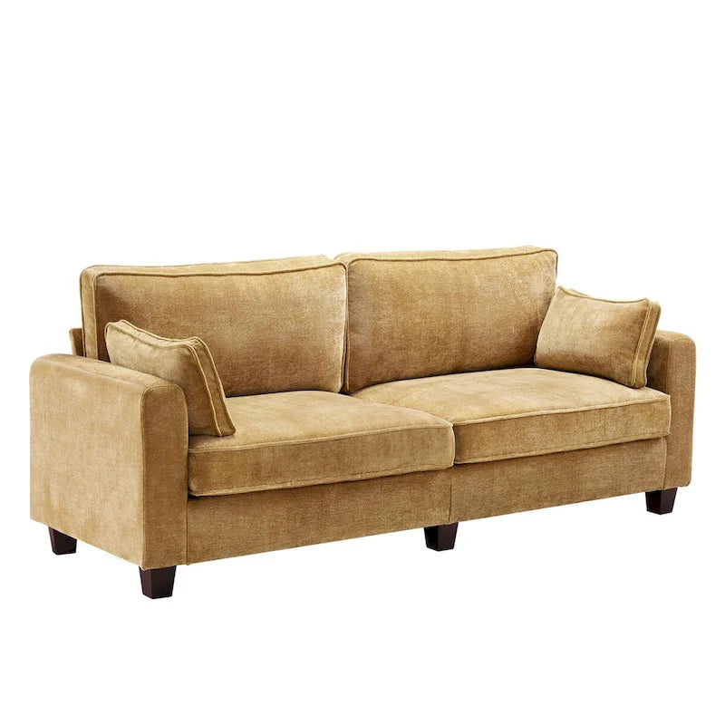 81" Modern Corduroy 3-Seater Sofa - Dark Grey, Dark Blue, Yellow, Beige for 3