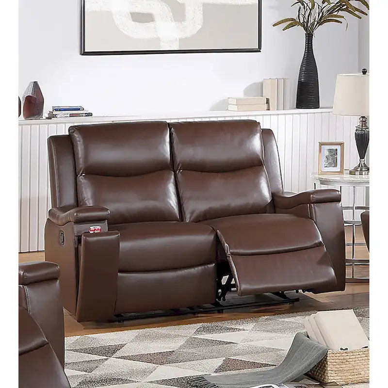 Manual Recliner Loveseat for 2 - Espresso and Camel