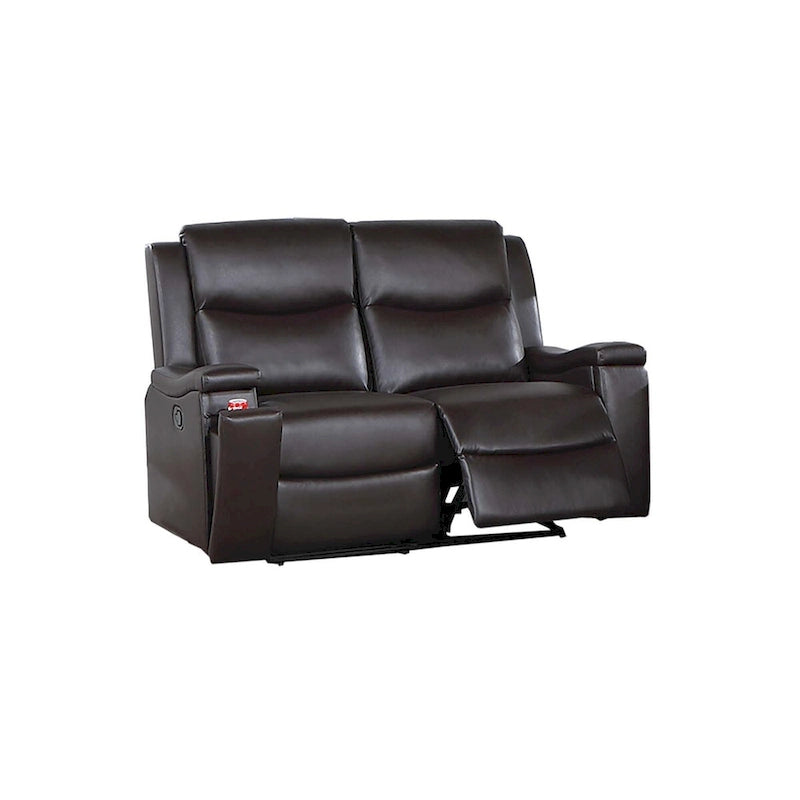Manual Recliner Loveseat for 2 - Espresso and Camel
