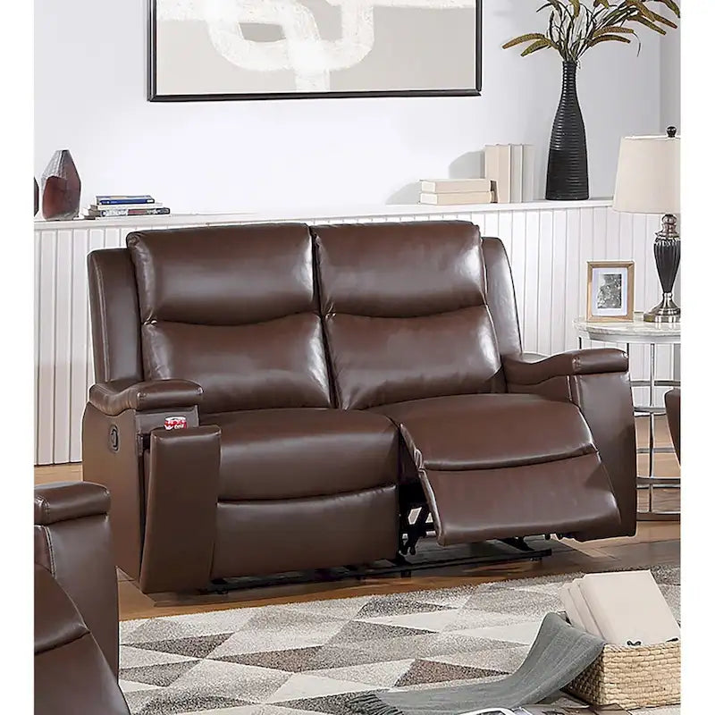Manual Recliner Loveseat for 2 - Espresso and Camel