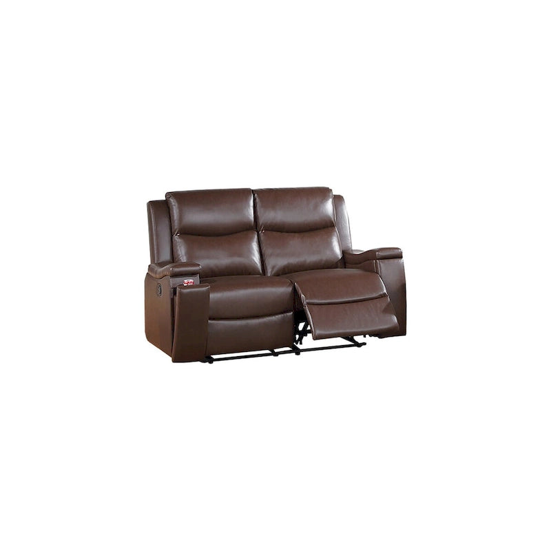 Manual Recliner Loveseat for 2 - Espresso and Camel