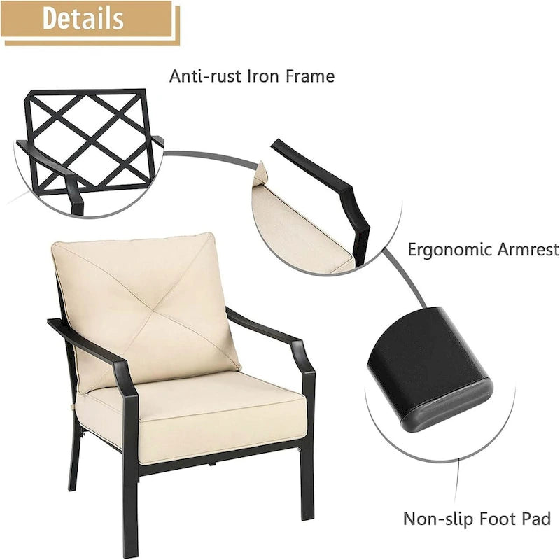 2 PCS Patio Chairs Outdoor Armchairs Bistro Dining Chairs Lawn Chairs