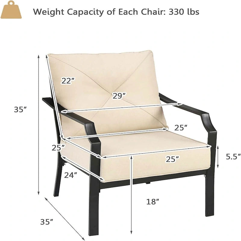 2 PCS Patio Chairs Outdoor Armchairs Bistro Dining Chairs Lawn Chairs