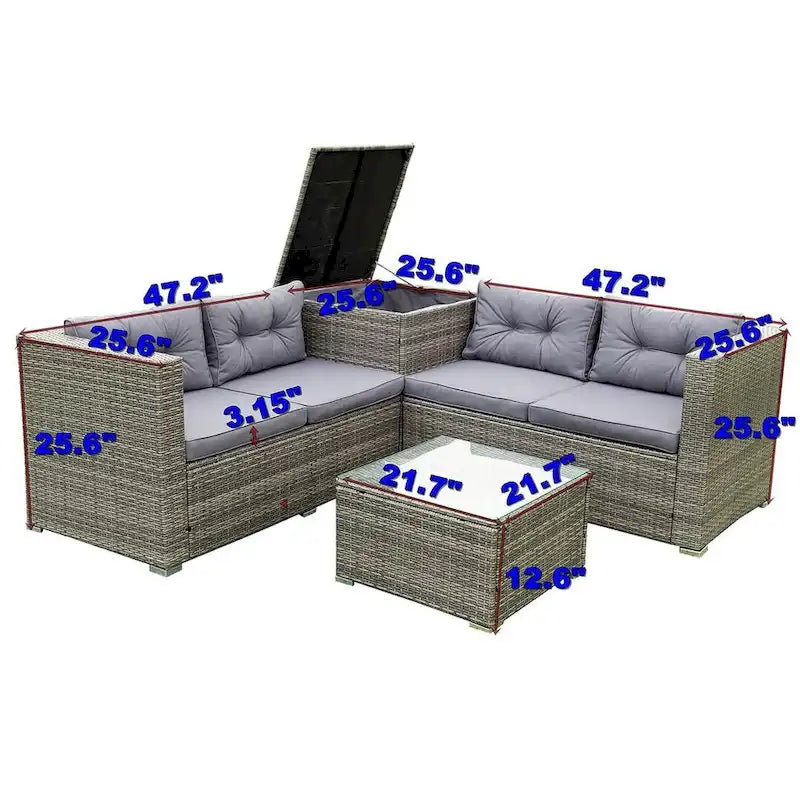 4-Piece Outdoor Patio Rattan Wicker Furniture Set with Comfortable Cushions