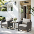 3PC PE Rattan Patio Bistro Set with Table - Brown