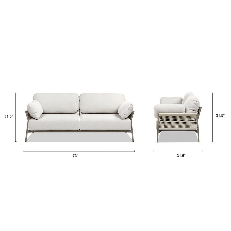 Jasper 73  Wicker Outdoor Patio Sofa with Cushions