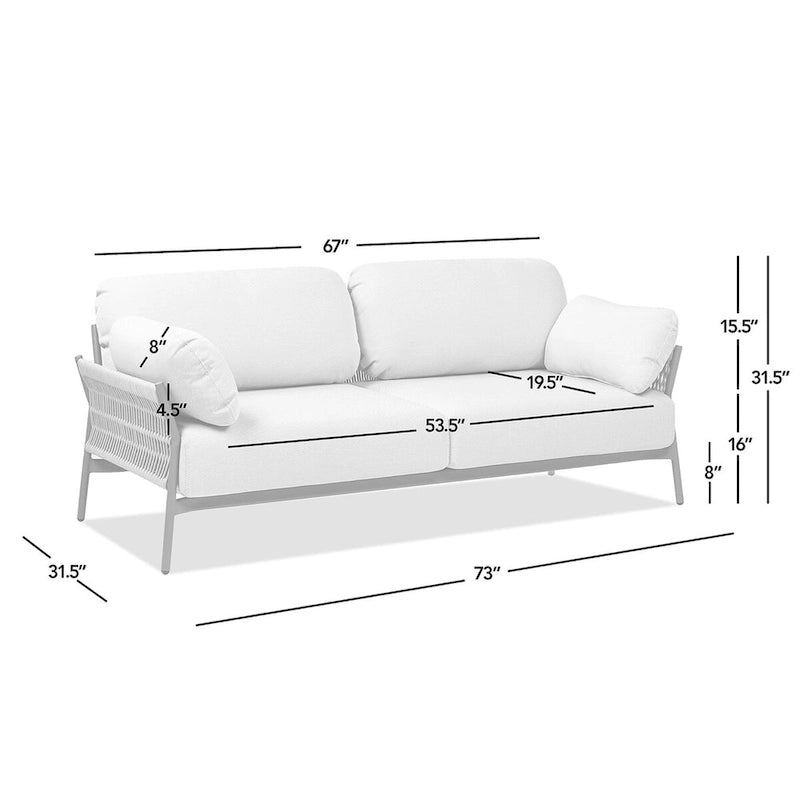 Jasper 73  Wicker Outdoor Patio Sofa with Cushions
