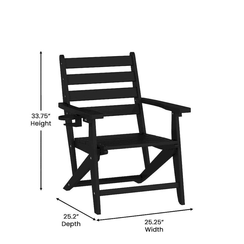 Commercial All Weather Adirondack Table and 4 Chairs with Cupholders