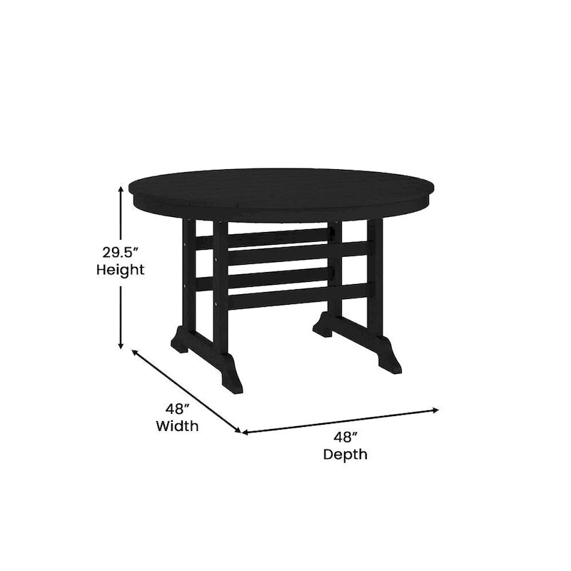 Commercial All Weather Adirondack Table and 4 Chairs with Cupholders