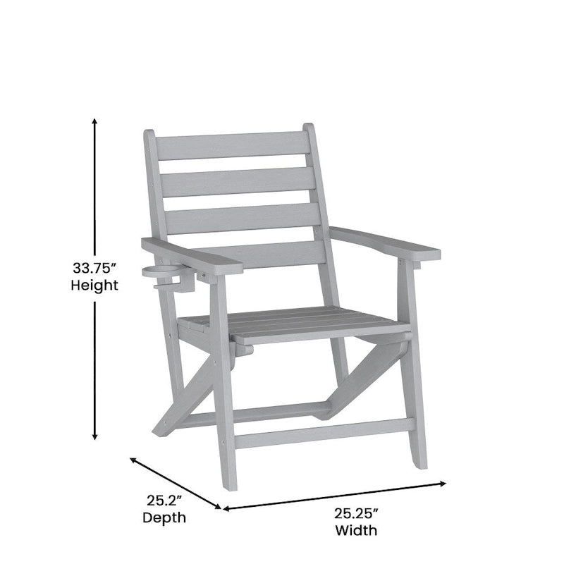 Commercial All Weather Adirondack Table and 4 Chairs with Cupholders