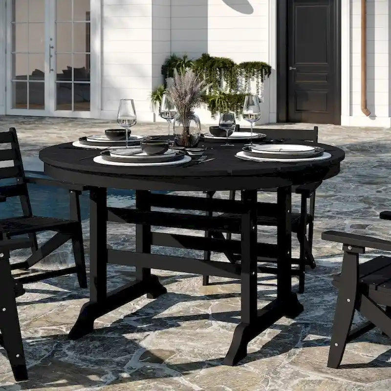 Commercial All Weather Adirondack Table and 4 Chairs with Cupholders