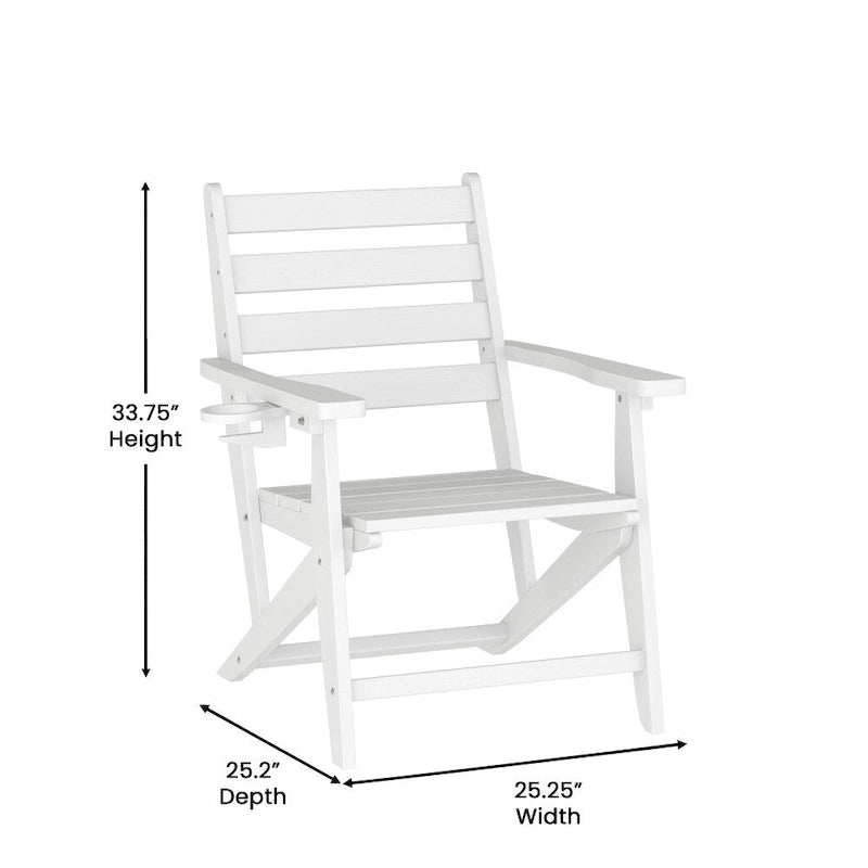 Commercial All Weather Adirondack Table and 4 Chairs with Cupholders