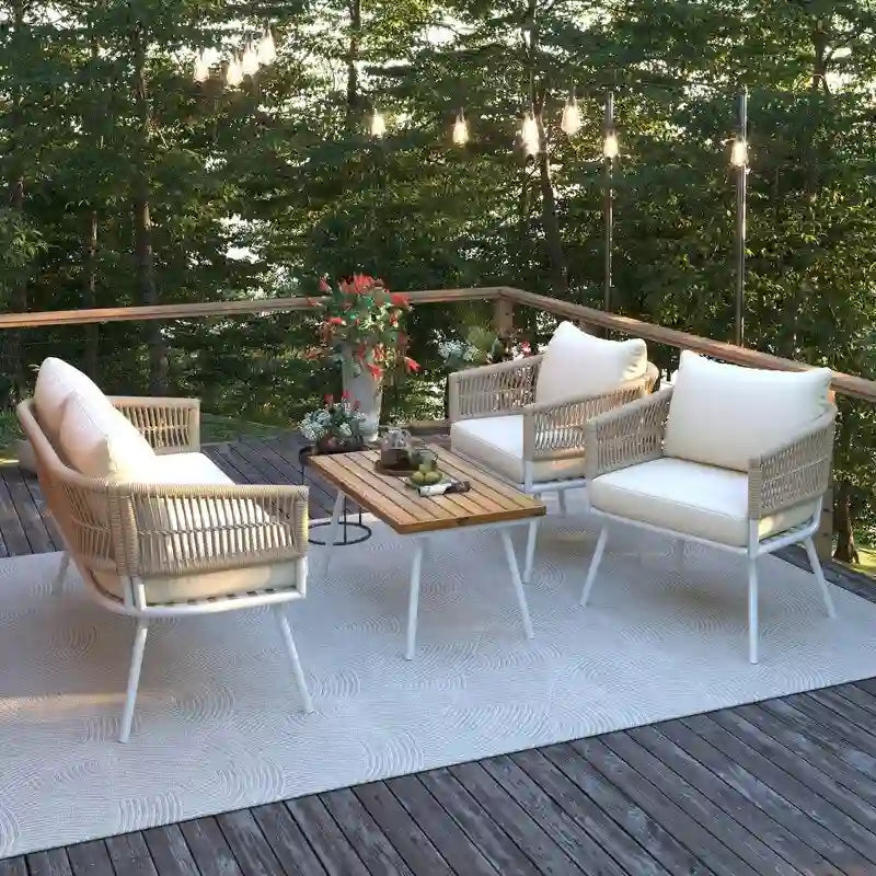 4-Piece Patio Furniture Set, Outdoor Patio Conversation Set with Cushion