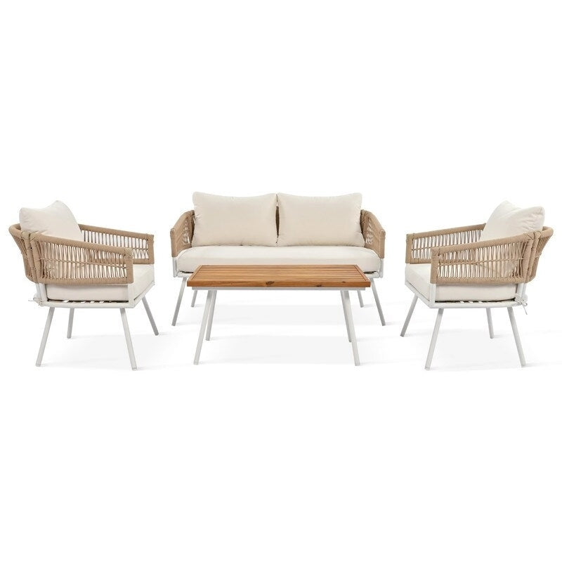 4-Piece Patio Furniture Set, Outdoor Patio Conversation Set with Cushion