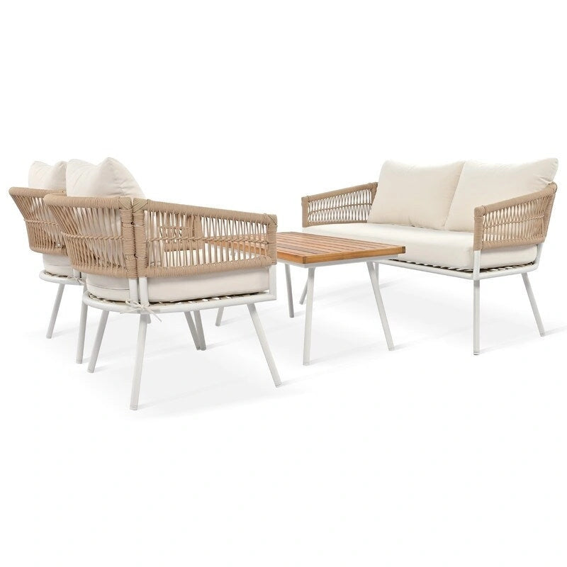 4-Piece Patio Furniture Set, Outdoor Patio Conversation Set with Cushion