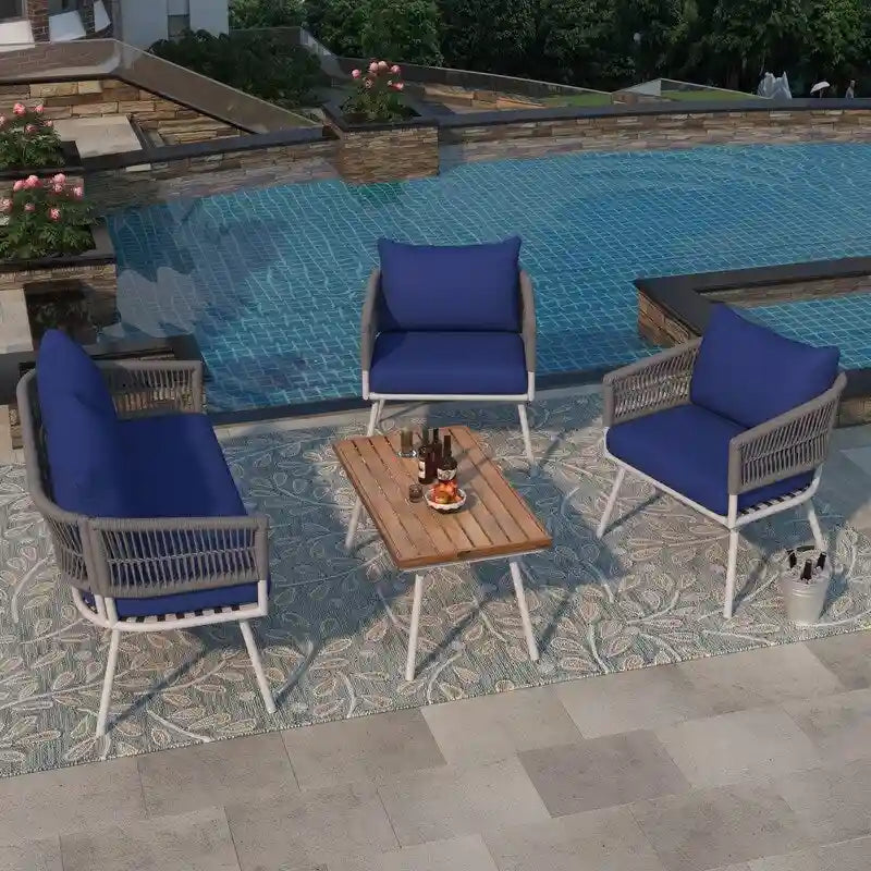 4-Piece Patio Furniture Set, Outdoor Patio Conversation Set with Cushion