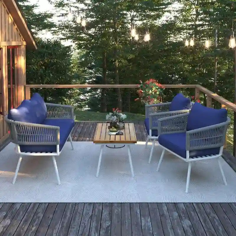 4-Piece Patio Furniture Set, Outdoor Patio Conversation Set with Cushion